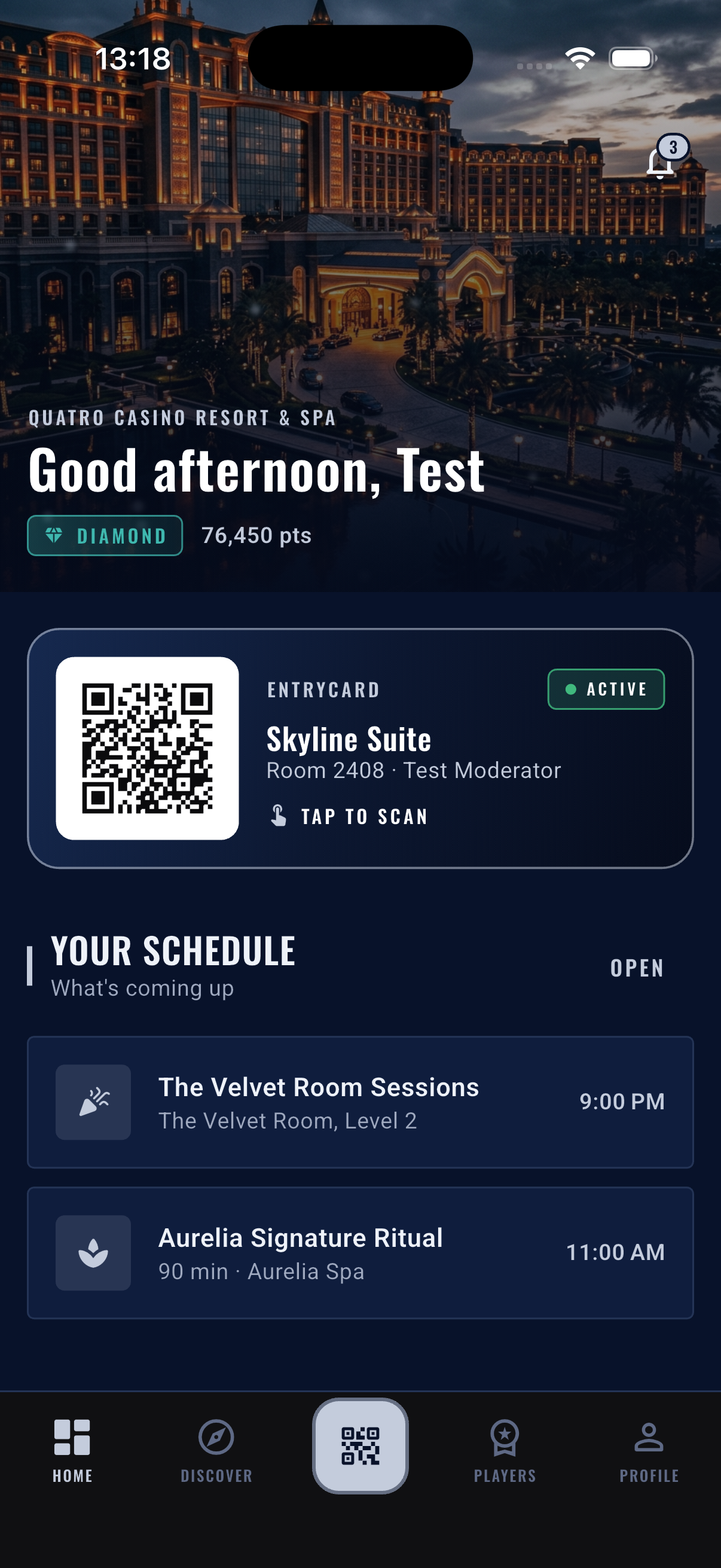 Quatro EntryCard app screen